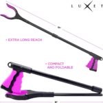 Grabber Reacher Tool - 2 Pack - Latest Version Long 19/32 Inch Foldable Pick Up Stick - Strong Grip Magnetic Tip Lightweight Trash Picker Claw Reacher Grabber Tool for Elderly Reaching, Luxet (Pink) - Image 4