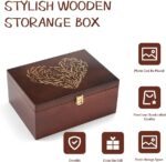 Larger Wooden Memory Keepsake Boxes With Hinged Lids and a photo frame inside the lid - Decorative Storage Box With a Hinge Lids For Picture Letter Time Capsule - Wooden Gift Boxes，5.3“*8.6”*11.7“ - Image 3
