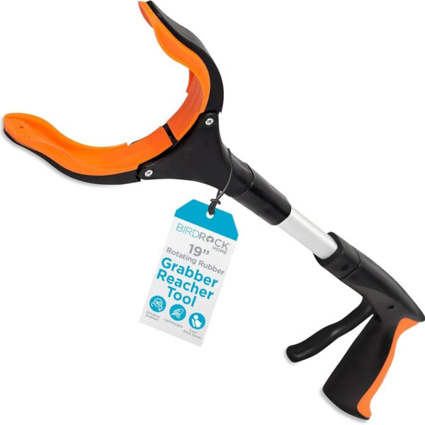 BIRDROCK Home Grabber Reacher Tool with Long Handle - 19 Inch Tool for Picking Up Dropped Objects - Lightweight Aluminum Design for Reaching & Grabbing Things - Handicap Aid with Rubber Grip