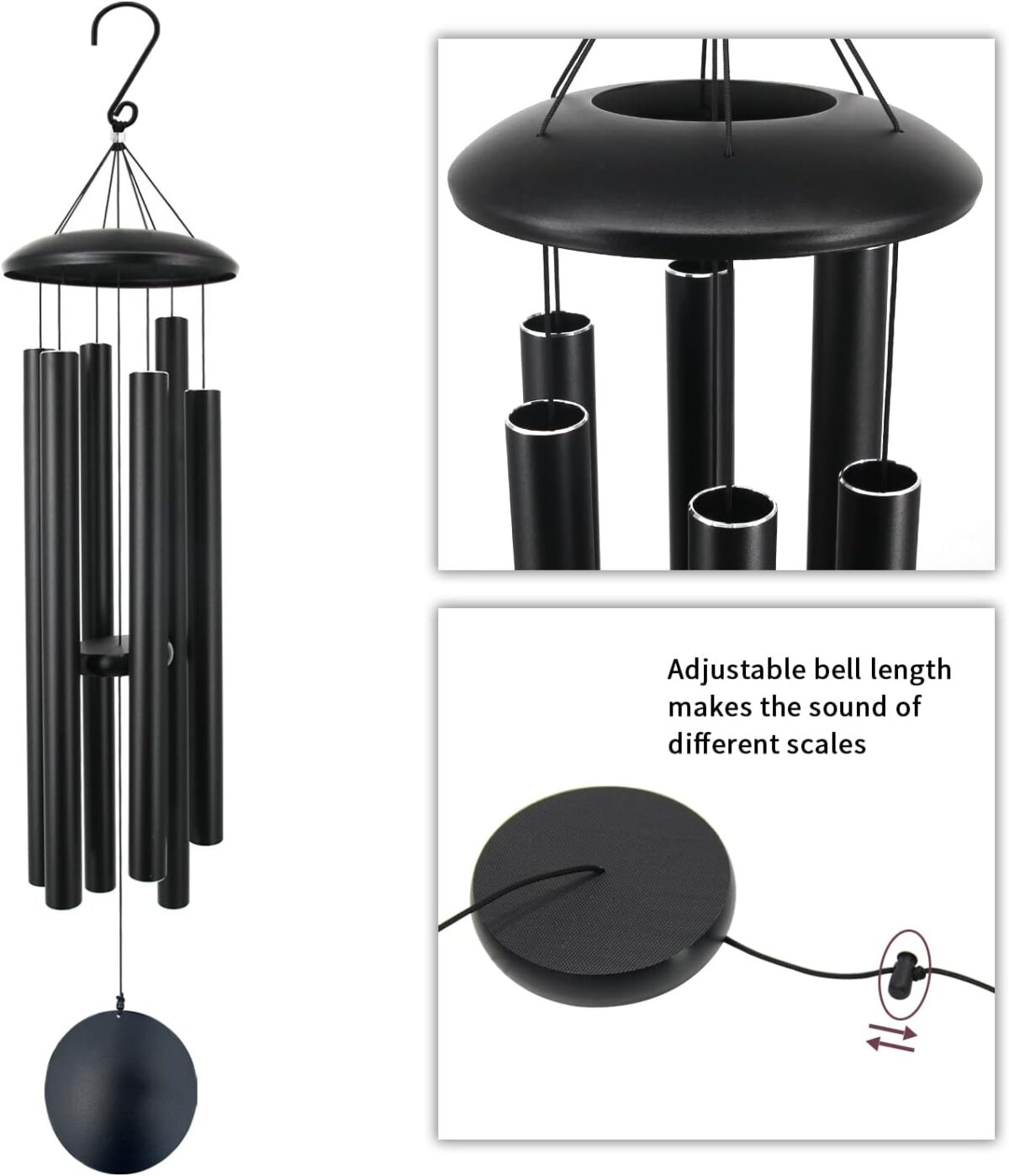 ASTARIN 45 in Memorial Wind Chimes Large with 6 Heavy Tubes, Large Deep Tone Wind Chimes Outdoor for Garden Hanging Décor,Sympathy Gifts. Black - Image 3
