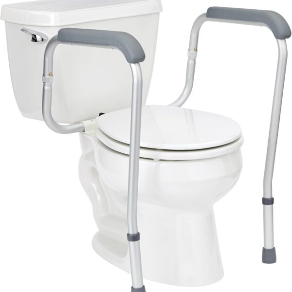 Medline Toilet Safety Rail For Seniors with Easy Installation, Height Adjustable Toilet Safety Frame, Bathroom Assist Rail with Armrests, Bathroom Safety, 250 lb. Weight Capacity