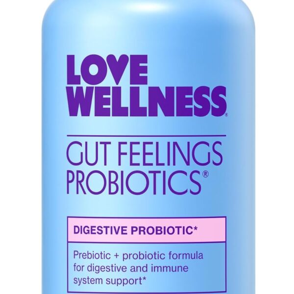 Love Wellness Gut Feelings Probiotic | Gut Health for Women, Digestion Relief & Immune Support Supplement | Womens Probiotic for Gas Relief | 3 Billion CFU | Safe Prebiotic and Postbiotic | 30 Count