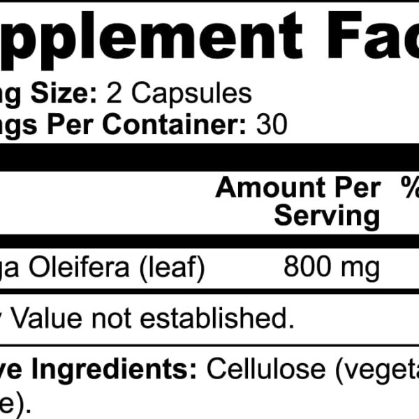 Moringa Powder Capsules - 800mg of Pure Nutrient-Rich Moringa Powder - A Natural Green Antioxidant Superfood - Rich in Essential Vitamins & Amino Acids for Overall Wellness