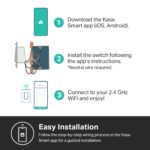 Kasa Apple HomeKit Smart Light Switch KS200, Single Pole, Neutral Wire Required, 2.4GHz Wi-Fi Light Switch Works with Siri, Alexa and Google Home, UL Certified, No Hub Required, White - Image 5