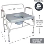 DMI Drop Arm Portable Toilet Commode, Extra-Wide Seat, 500 Pound Weight Capacity, Bucket with Lid Included, Adjustable Legs, Elderly Assistance Products, Grey - Image 6