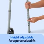 Medline Lightweight Folding Walkers for Seniors, Adults with 5” Wheels, Steel Frame Supports up to 400 lbs. - Image 4