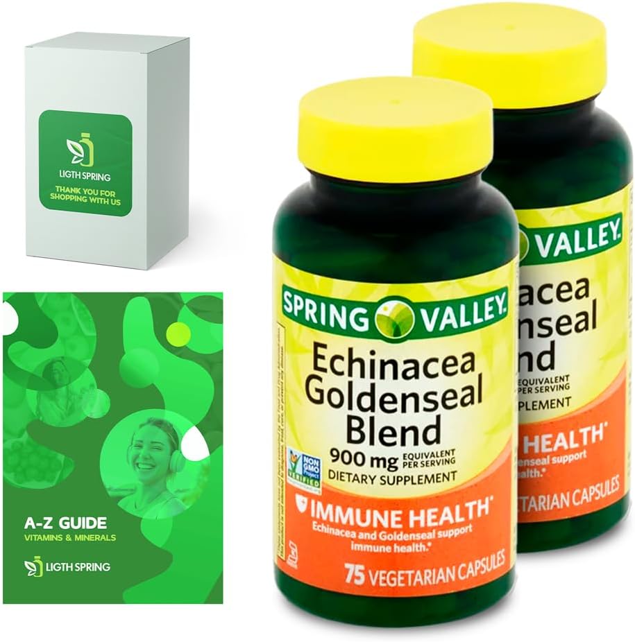 61crRMv3CEL._AC_SL1080_.jpg Echinacea Goldenseal Blend Dietary Supplement, 900 mg, 75 Ct Bundle with Exclusive Vitamins & Minerals A to Z - Better Ligth&Spring Guide@ (3 Items) - Image 1