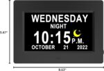 19 Alarms Digital Clock with Voice Talking Time, Auto DST, 20 Custom Reminders, 10-Level Auto Dimmer, 6 Display Modes, Day Date Calendar Clock for Seniors Dementia Alzheimers'- 7 Inch with Remote - Image 10