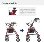 Drive Medical Aluminum Rollator Walker Fold Up and Removable Back Support, Padded Seat, 6" Wheels, Red - Image 7