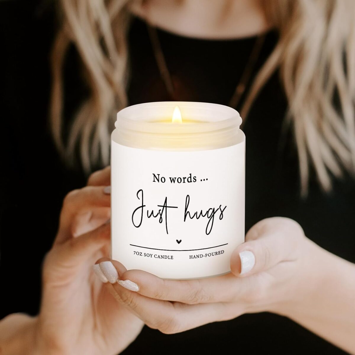 Shqiueos Sympathy Gifts for Loss of Loved One-No Words Just Hugs 7oz Lavender Scented Candle, Bereavement Gift Idea, Memorial, Grief, Thinking of You, Get Well, Comfort Condolence Gift (White) - Image 6