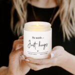 Shqiueos Sympathy Gifts for Loss of Loved One-No Words Just Hugs 7oz Lavender Scented Candle, Bereavement Gift Idea, Memorial, Grief, Thinking of You, Get Well, Comfort Condolence Gift (White) - Image 6