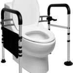 Toilet Safety Rails & Frames for Seniors,330 LBS Adjustable Foldable Toilet Safety Frame with Arms,Stand Alone,Stand Up Assistat for Seniors,with Sack,Fit Any Toilet,Easy Installation