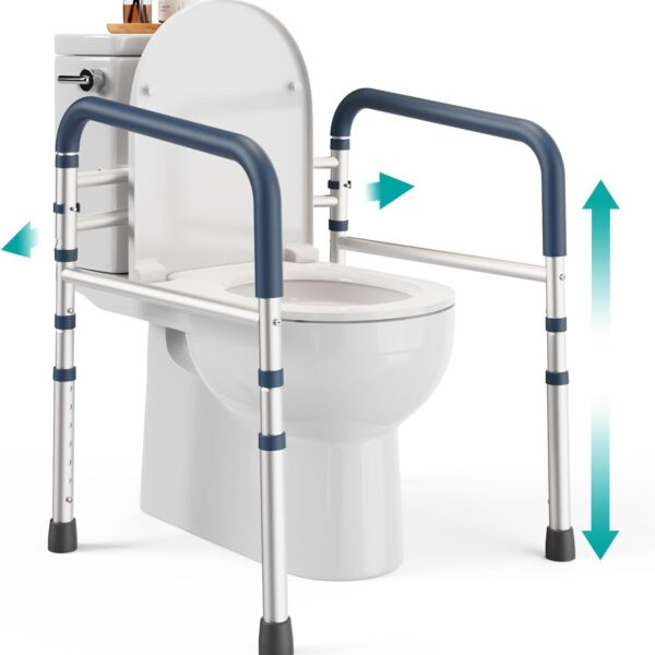 FSA/HSA Eligible - Toilet Safety Rails (350 lb) - Adjustable Toilet Safety Frame & Rails, Toilet Safety Rail for Elderly Adults, Toilet Handles for Seniors, Toilet Bars for Elderly & Handicap