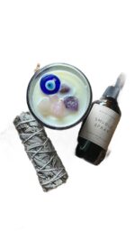 Ritual Smudge Kit - Sage Bundle, Cleansing Spray & Evil Eye Candle | Energy Cleansing Set for Home, Office | Reiki Healing Tools | Spiritual Gifts | Meditation & Yoga Accessories | White Sage Smudging - Image 4