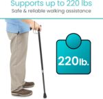 Vive Adjustable Carbon Fiber Walking Cane for Elderly Men & Women - Lightweight Grip Handle for Balance & Comfort - Fancy Single Tip Medical Stick, Fashionable Disability Comfort & Mobility Accessory - Image 4