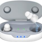 OTC Hearing Aids for Seniors - Hearing Aids with Digital Chips, Supermini Rechargeable Hearing Amplifiers Invisible with 16-Channel Sound Processing 3 Volume and 80H Wireless Charging Case (White)