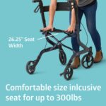 Medline Aluminum European Style Foldable Rollator with Backrest, 300 lbs. Capacity, Navy — For Foot & Leg Injuries & Post-Surgery, 1 Ct. - Image 5