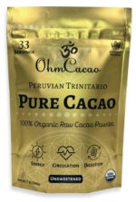 Ohm Raw Cacao Powder Organic Pure Unsweetened | Natural Source of Magnesium & Iron | Organic Chocolate Baking Powder/Drink Mix (33 Servings)