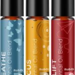 Aromatherapy Roll on Essential Oils Set - Wellness Essential Oils Set Variety Pack with Focus Uplift & Breathe Essential Oil Rollers - Fun & Cute Wellness Gift for Young Women and Teens (3 Pack)