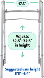 Medline Lightweight Folding Walkers for Seniors, Adults with 5” Wheels, Steel Frame Supports up to 400 lbs. - Image 6