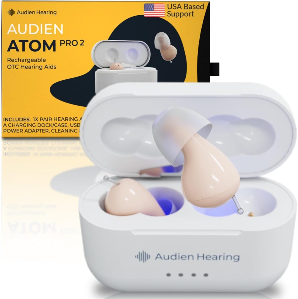 Audien ATOM PRO 2 Wireless Rechargeable OTC Hearing Aid, Premium Comfort Design and Nearly Invisible - Image 1