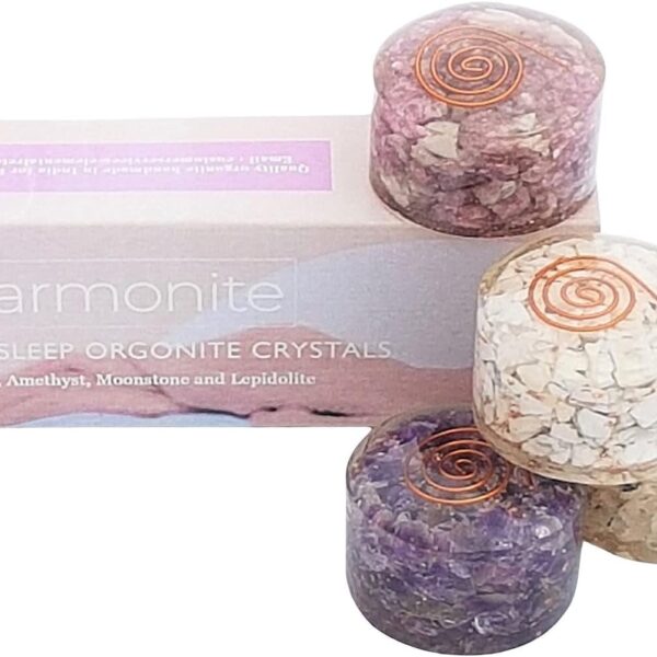 4 Sleep Aid Crystals and Healing Stones. Protection and Anxiety Relief Gift. (Amethyst, Moonstone, Lepidolite, Howlite) Meditation Healing Crystals for Stress Relief, Relaxation, Restful Sleep