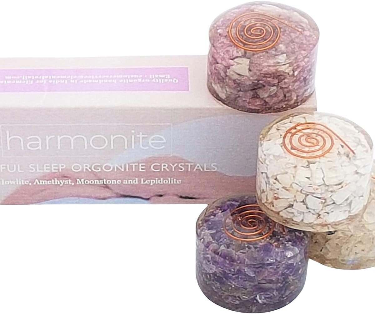61iqAImlbgL._AC_SL1200_.jpg 4 Sleep Aid Crystals and Healing Stones. Protection and Anxiety Relief Gift. (Amethyst, Moonstone, Lepidolite, Howlite) Meditation Healing Crystals for Stress Relief, Relaxation, Restful Sleep - Image 1