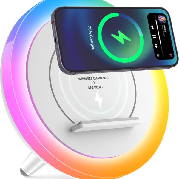 Bluetooth Speaker Night Lightsr,Wireless Charging Modern Speaker,Best Teenage Birthday Gift Ideas Tween Girls Gifts/Please use The Original Adapter