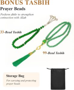 Thick Prayer Mat, Soft Muslim Prayer Rug Islam Men Women, Praying Mat with Islamic Prayer Beads for Muslim Eid Travel Ramadan Gifts, Qibla(Black) - Image 4