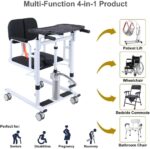 Patient Lift Transfer Chair for Home,Portable 4 in 1 Patient Lift Wheelchair 180° Split Seat, Toilet Transfer Chair W/Cushion Hydraulic Lifting Nursing Car for Elderly - Image 3