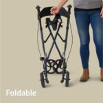 Medline Aluminum European Style Foldable Rollator with Backrest, 300 lbs. Capacity, Navy — For Foot & Leg Injuries & Post-Surgery, 1 Ct. - Image 3