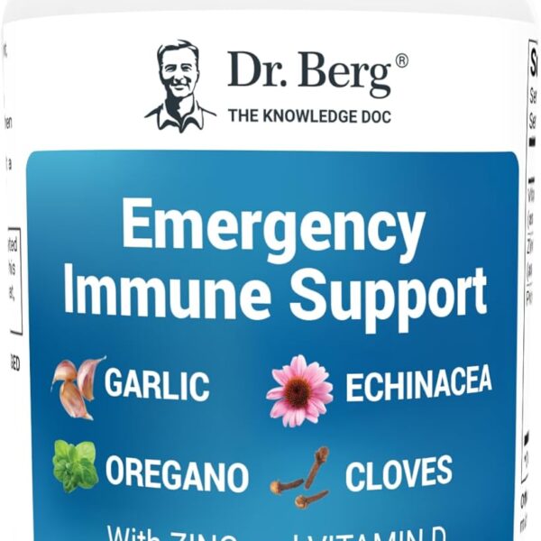 Dr. Berg Emergency Immune Support w/Echinacea - Potent Blend of Herbal Extracts (Warning: Strong Herbal Smells) - Immune Support Supplement Includes 2,000 IUs of Vitamin D & 10mg of Zinc - 60 Tablets