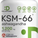 KSM 66 Ashwagandha 1,200mg with Black Pepper, 120 Veggie Capsules – Extra Strength Root Extract – High Absorption – Adaptogenic Supplements for Relaxation, Energy, & Brain Health – Non-GMO