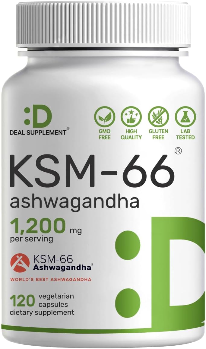 61lxvhWORfL._AC_SL1196_.jpg KSM 66 Ashwagandha 1,200mg with Black Pepper, 120 Veggie Capsules – Extra Strength Root Extract – High Absorption – Adaptogenic Supplements for Relaxation, Energy, & Brain Health – Non-GMO - Image 1