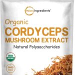 Micro Ingredients Organic Cordyceps Mushroom Extract Powder, 8 Ounces | 100:1 Fruit Body & Mycelium Extract | Active Polysaccharides & Cordycepic Acid | Supports Energy & Immune Health
