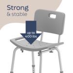 Medline Bath Chair, Bench, Seat, Stool for Disabled, Seniors & Elderly Bathroom Transfer Inside Shower/Tub/Bathtub – 400 Lbs. Capacity, Gray - Image 3