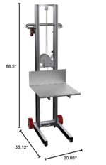 Vestil ALLW-2020-FW Aluminum Lite Load Lift With Winch and Fixed Wheels 20 In. x 20 In. Platform 400 Lb. Capacity Silver - Image 6