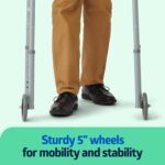Medline Lightweight Folding Walkers for Seniors, Adults with 5” Wheels, Steel Frame Supports up to 400 lbs. - Image 3