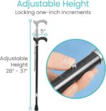 Vive Adjustable Carbon Fiber Walking Cane for Elderly Men & Women - Lightweight Grip Handle for Balance & Comfort - Fancy Single Tip Medical Stick, Fashionable Disability Comfort & Mobility Accessory - Image 3