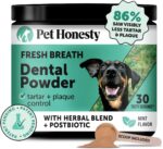 Pet Honesty Dog Breath Freshener Dental Powder for Teeth Cleaning Plaque Off, Dental Care for Dogs, Tartar Remover for Teeth with Natural Herbal Blend + Postbiotics (Mint - 30 Servings)