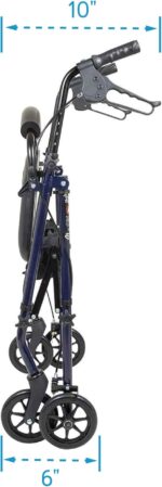 Carex Steel Rollator Walker with Seat and Wheels, Rolling Walker for Seniors, Supports 350lbs, For 5'0" to 5'8", Adult Rollator for Seniors, Padded Seat and Backrest for Elderly Assistance, Dark Blue - Image 9
