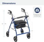 Drive Medical R728BL Foldable Rollator Walker with Seat, Blue - Image 8