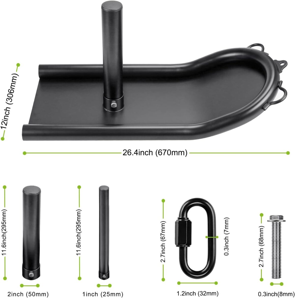 Kipika Weight Sled, Fitness Sled, Fitness Strength Training Sled, Speed Training Sled - Heavy-Duty Weight Training Equipment for Muscle Building and Explosive Power - Suitable for 1” & 2“ Weight Plate - Image 8