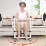Patient Lift Transfer Chair for Home,Portable 4 in 1 Patient Lift Wheelchair 180° Split Seat, Toilet Transfer Chair W/Cushion Hydraulic Lifting Nursing Car for Elderly - Image 2