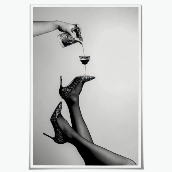 WKNJVBF High Heels Cocktail Print Black and White Alcohol Wall Art Bar Cart Print Vintage Bar Decor Feminist Print Printable Digital Download Wall Art Decor Print Picture Poster Unframed16x24inch