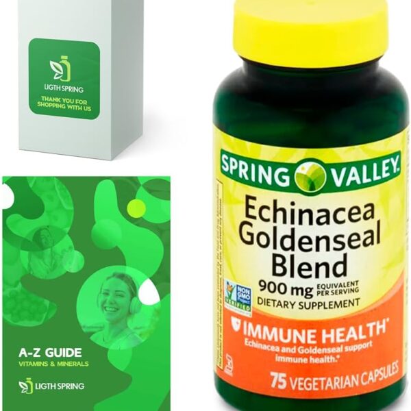 Echinacea Goldenseal Blend Dietary Supplement, 900 mg, 75 Ct Bundle with Exclusive Vitamins & Minerals A to Z - Better Ligth&Spring Guide@ (2 Items)