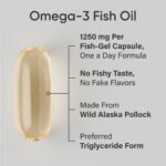 Sports Research Triple Strength Omega 3 Fish Oil Supplement - EPA & DHA Fatty Acids from Wild Alaskan Pollock - Heart, Brain & Immune Support for Adults, Men & Women - 1250 mg Capsules (30 ct) - Image 2