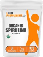 BulkSupplements.com Organic Spirulina Powder - Superfood Powder, Green Spirulina Powder, Spirulina Organic - Vegan-Friendly, 3g per Serving, 1kg (2.2 lbs) (Pack of 1)