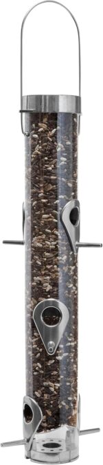 Droll Yankees Classic Sunflower or Mixed Seed Bird Feeder, Ring Pull Advantage, 6 Feeding Stations, 1 lb Bird Seed Capacity, 20-Inch