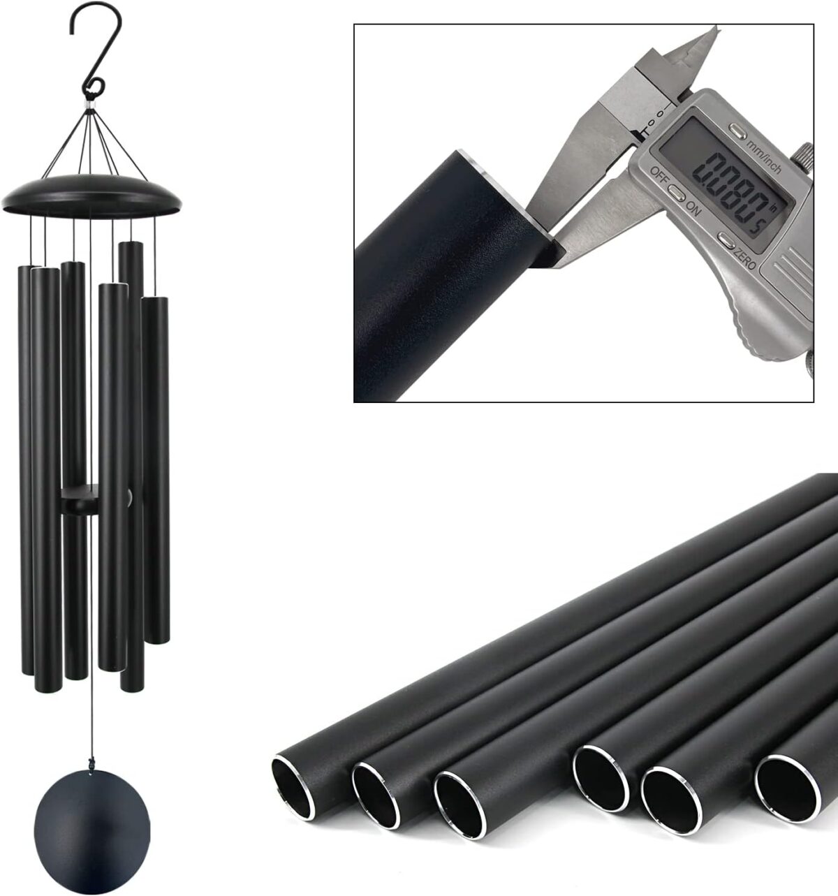 ASTARIN 45 in Memorial Wind Chimes Large with 6 Heavy Tubes, Large Deep Tone Wind Chimes Outdoor for Garden Hanging Décor,Sympathy Gifts. Black - Image 5